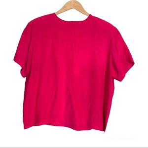 Liz Claiborne 100% Silk Pink Short Sleeve Blouse